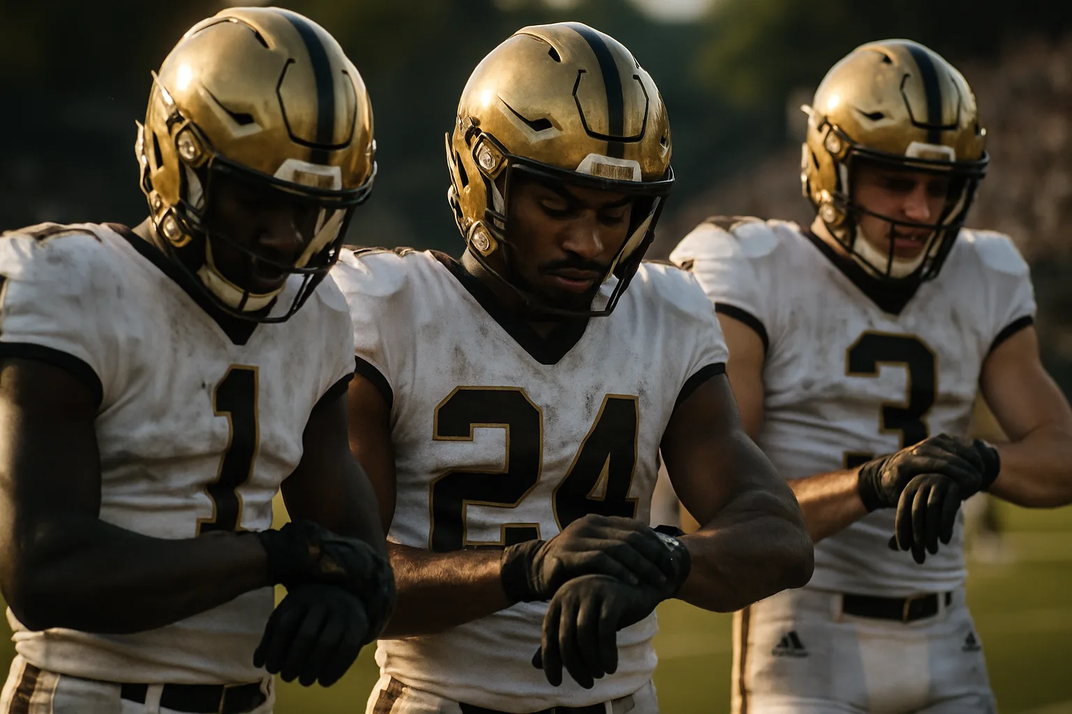 Western Michigan Football players checking their watches