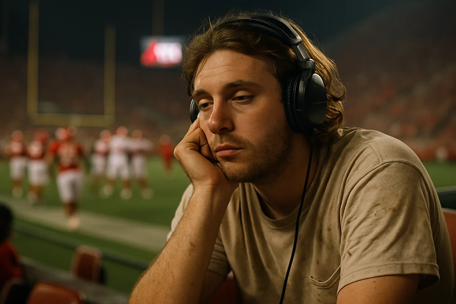 A picture of a sleepy dirty-dawg intern, up way past midnight, waiting for the end of blowout football game between Utah and Arkansas with Utah doing the blowing out!